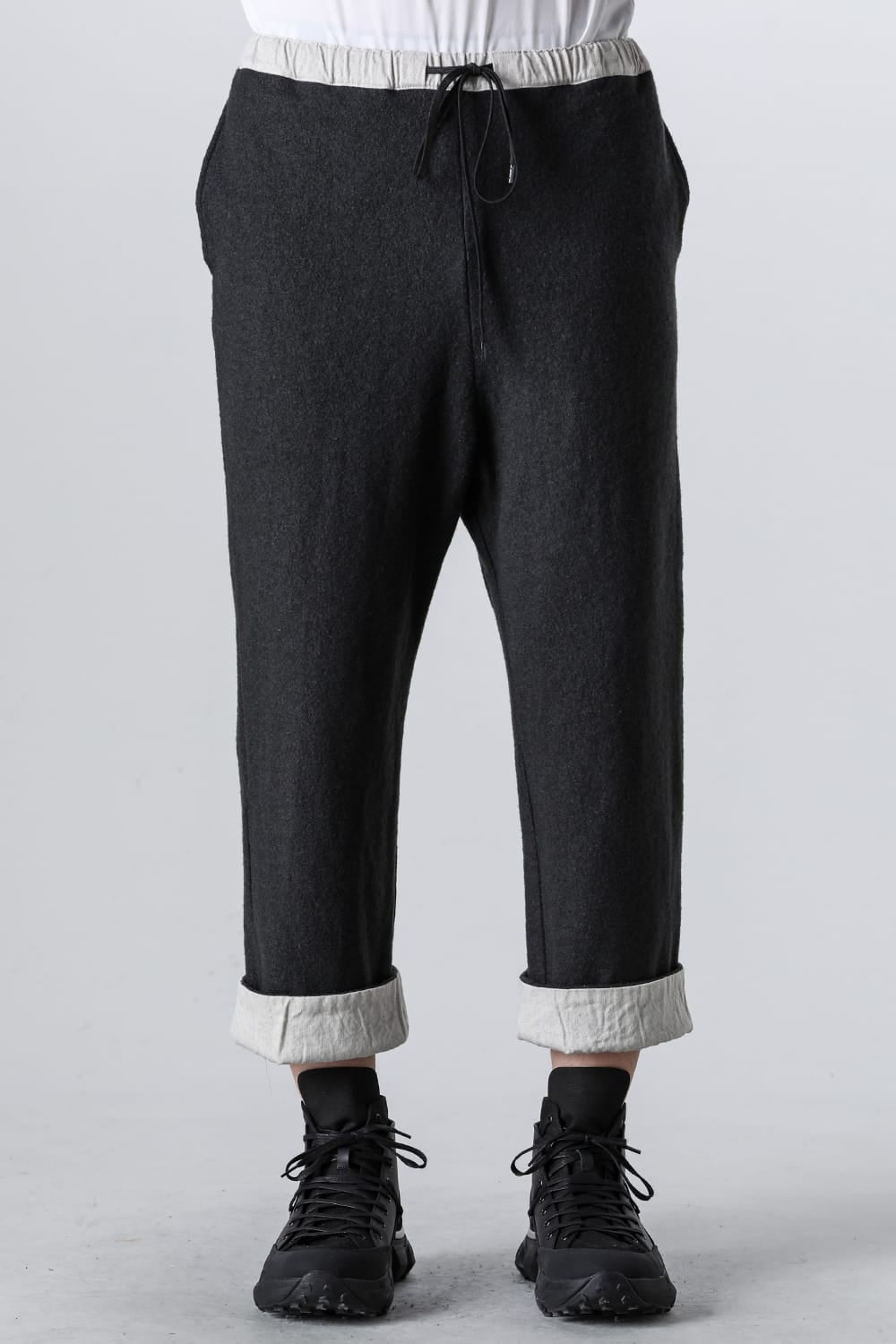 Fulling Wide Cropped Trousers Gray