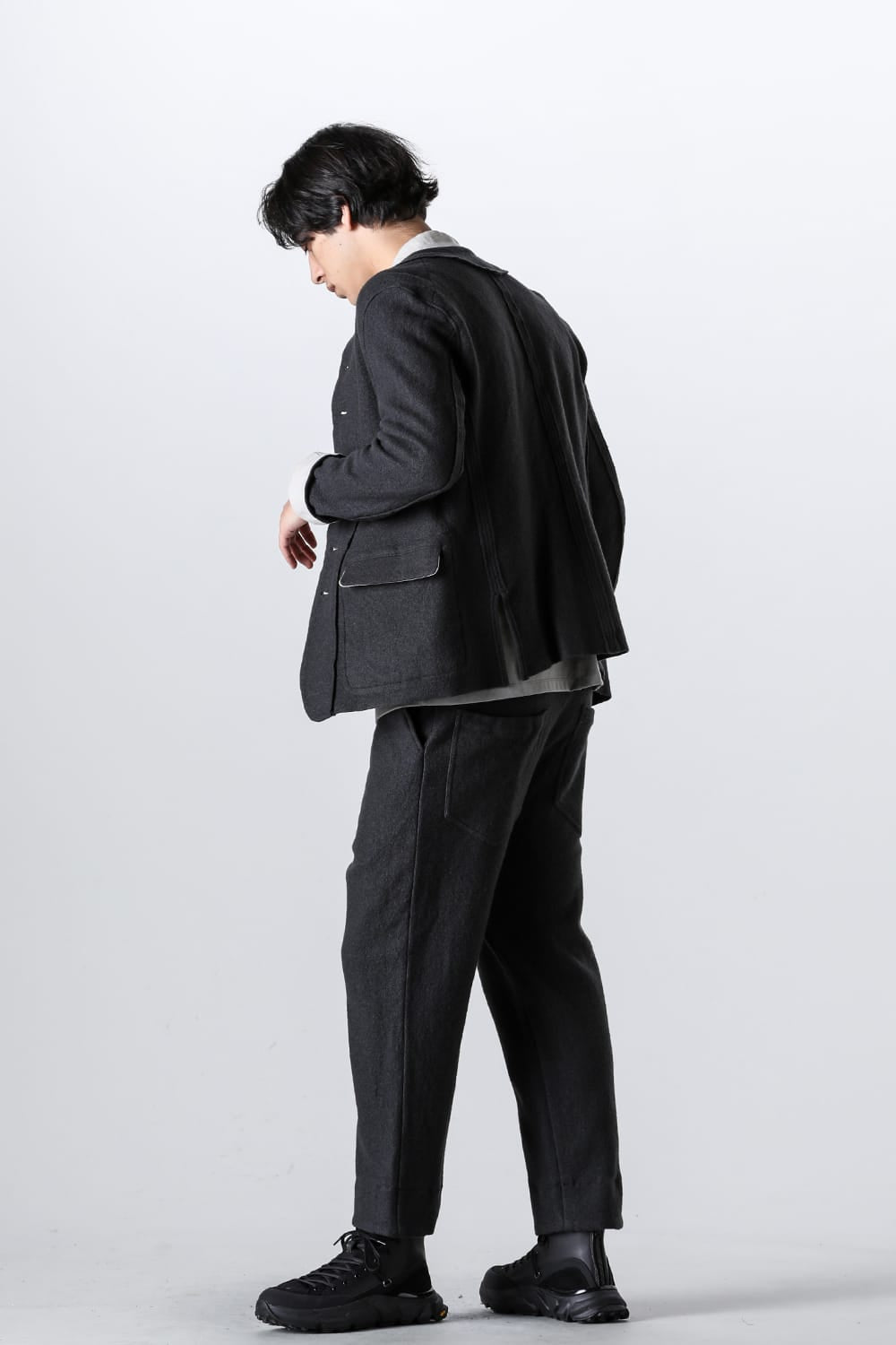 Fulling Wide Cropped Trousers Gray