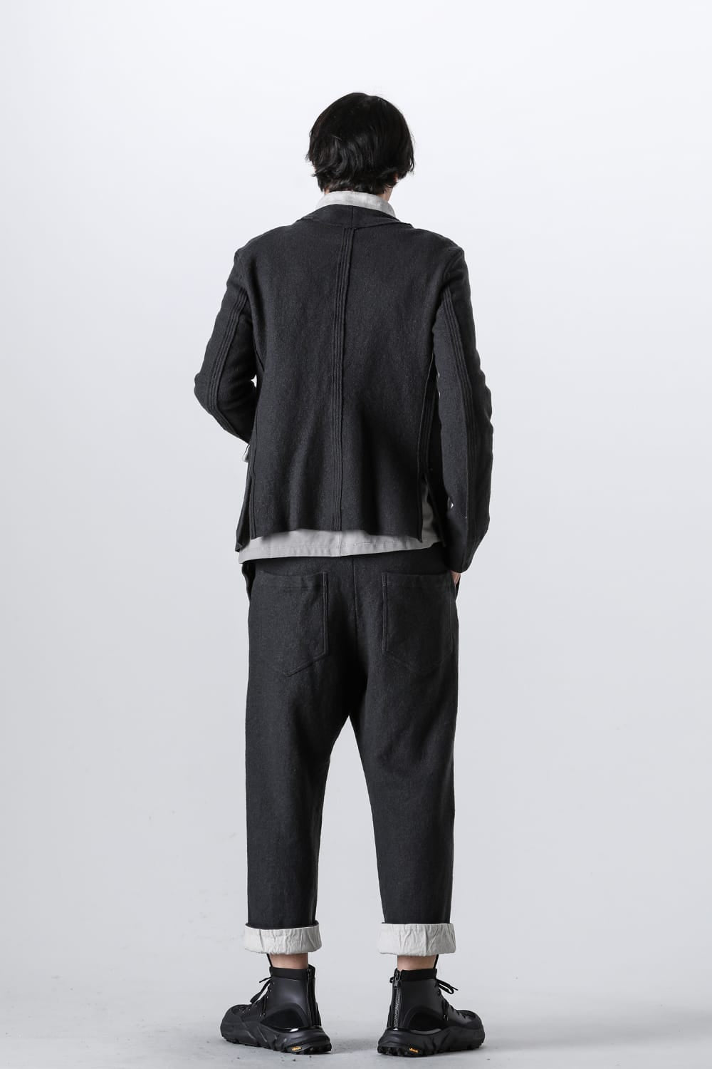 Fulling Wide Cropped Trousers Gray