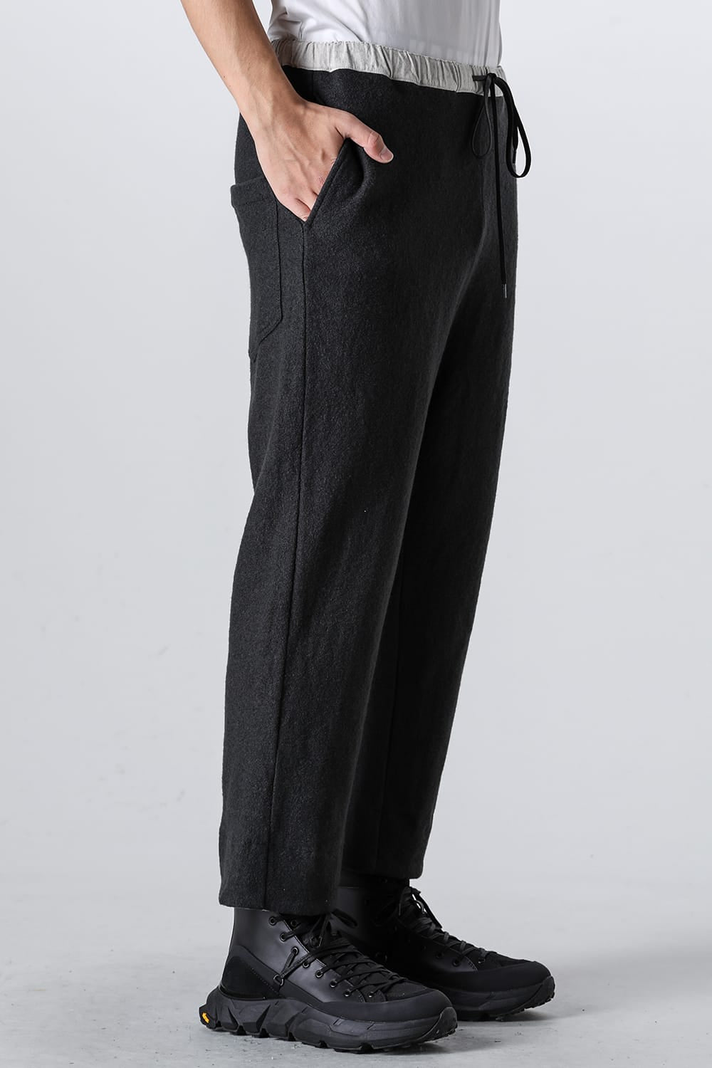 Fulling Wide Cropped Trousers Gray