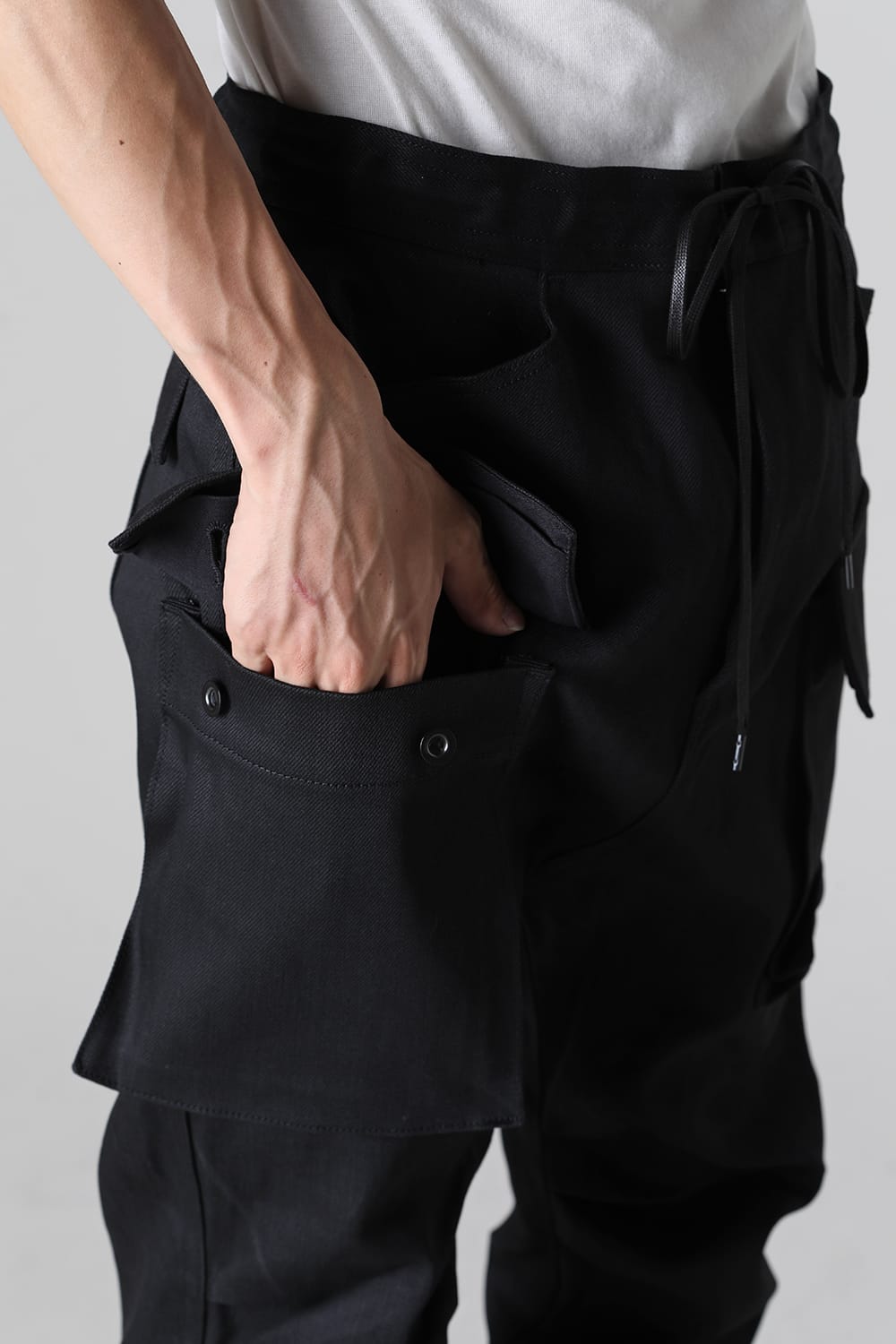 Black Denim Cargo Pants