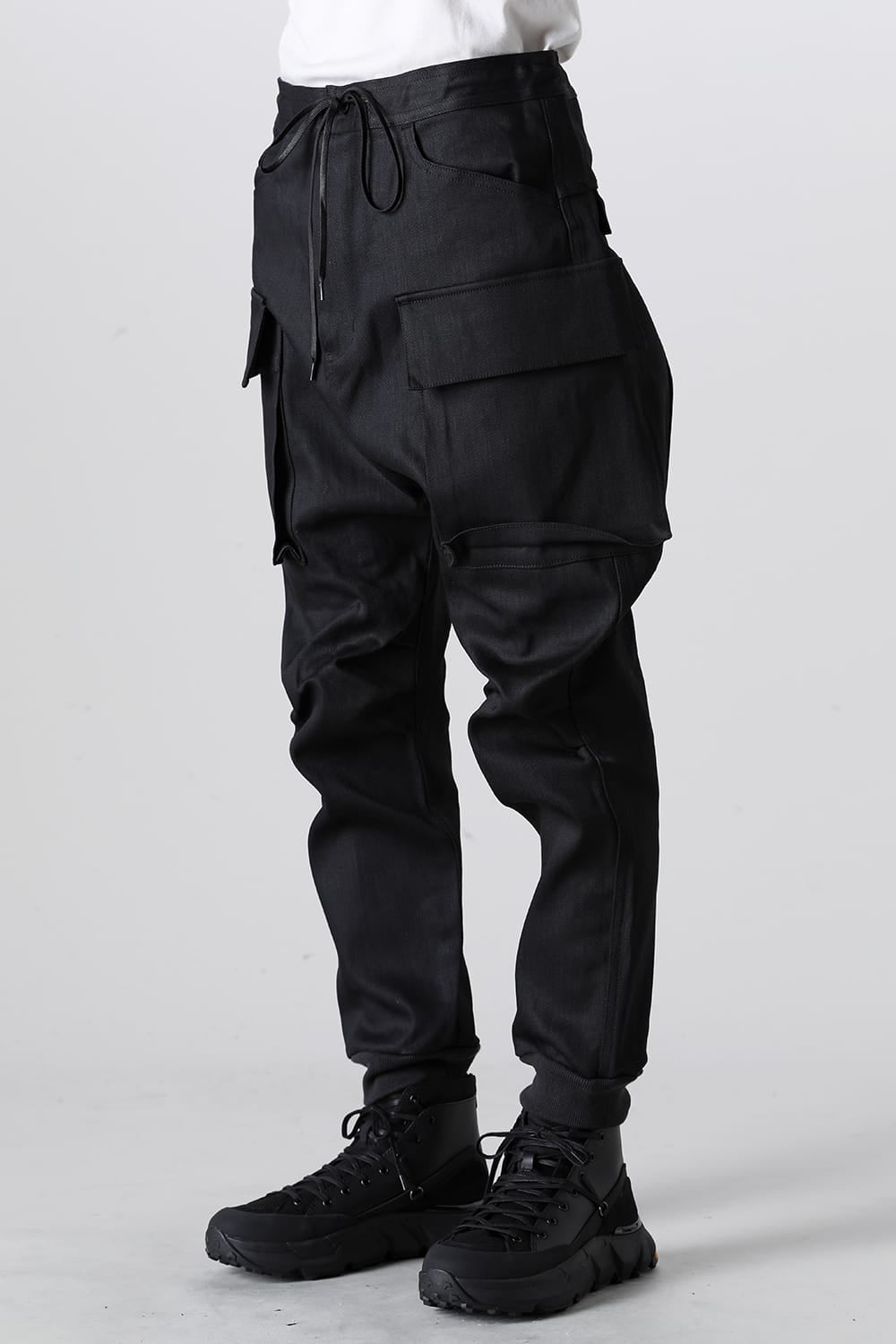 Black Denim Cargo Pants