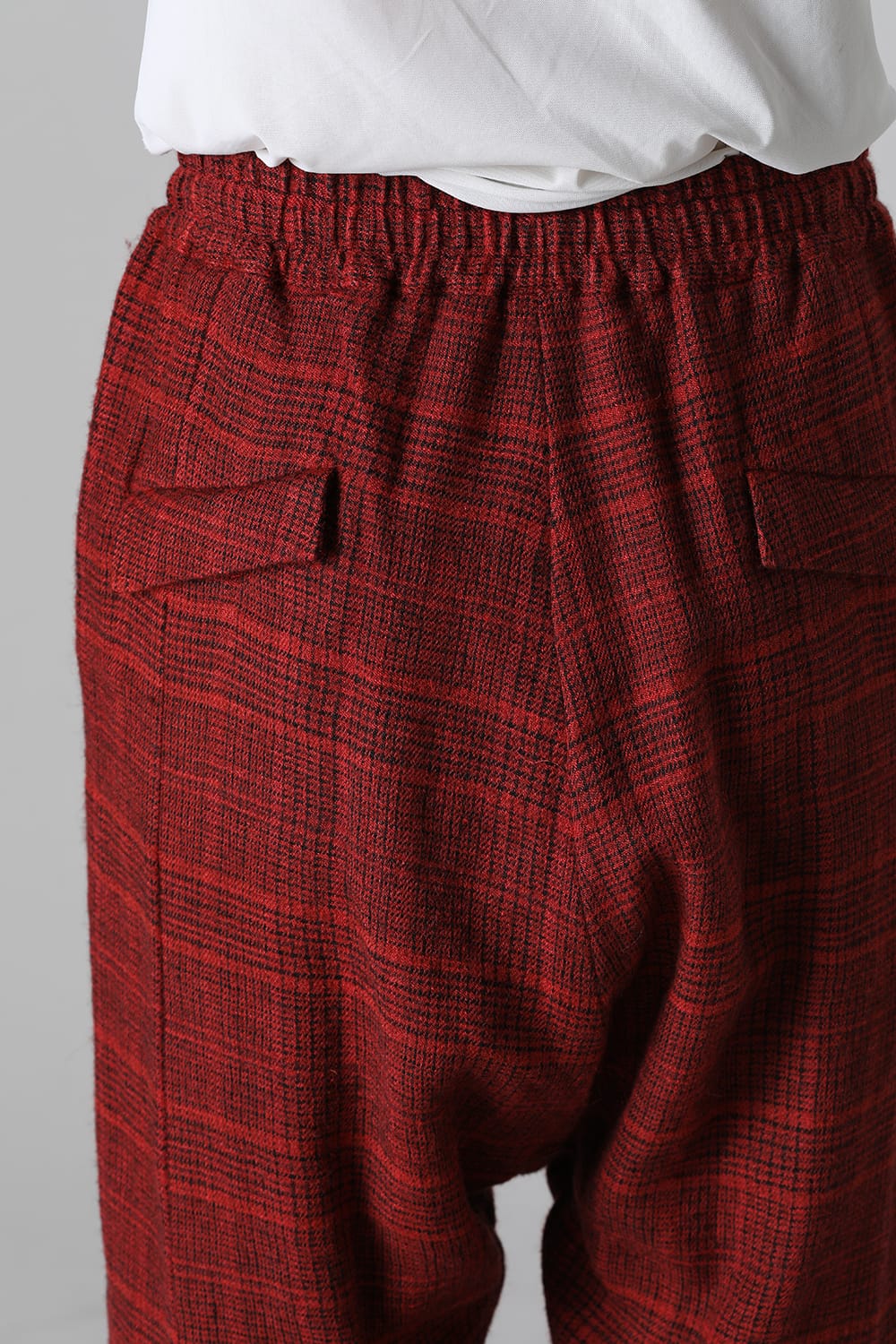 Wool/Linen Chech Drop Crotch Trousers