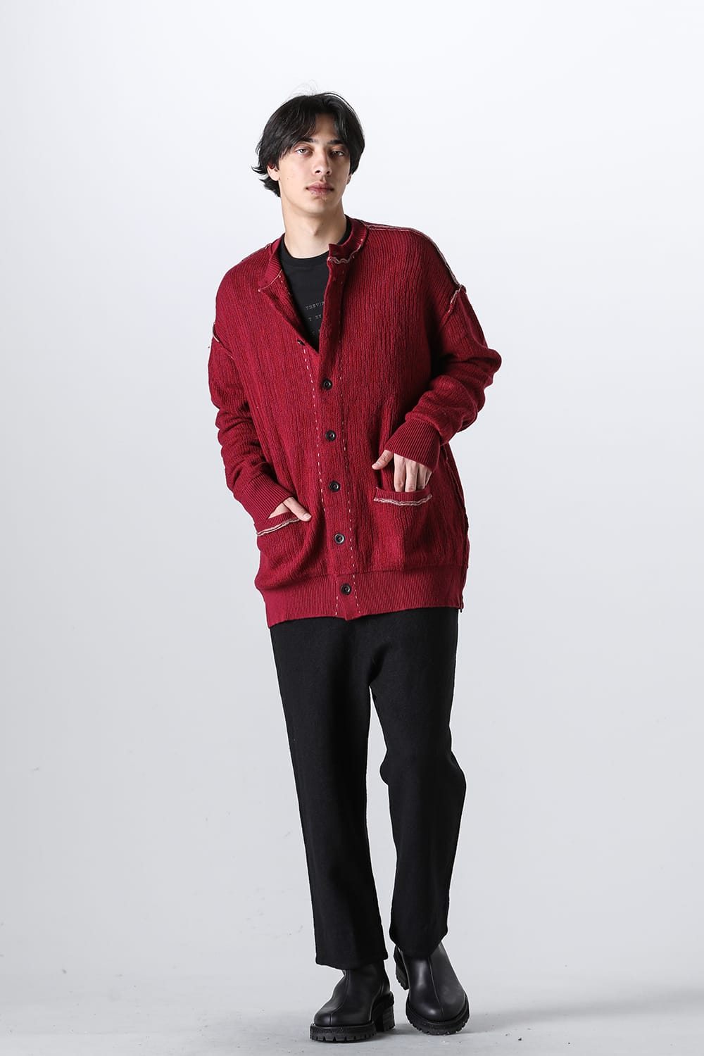 Cotton / Cashmere Cardigan Crimson