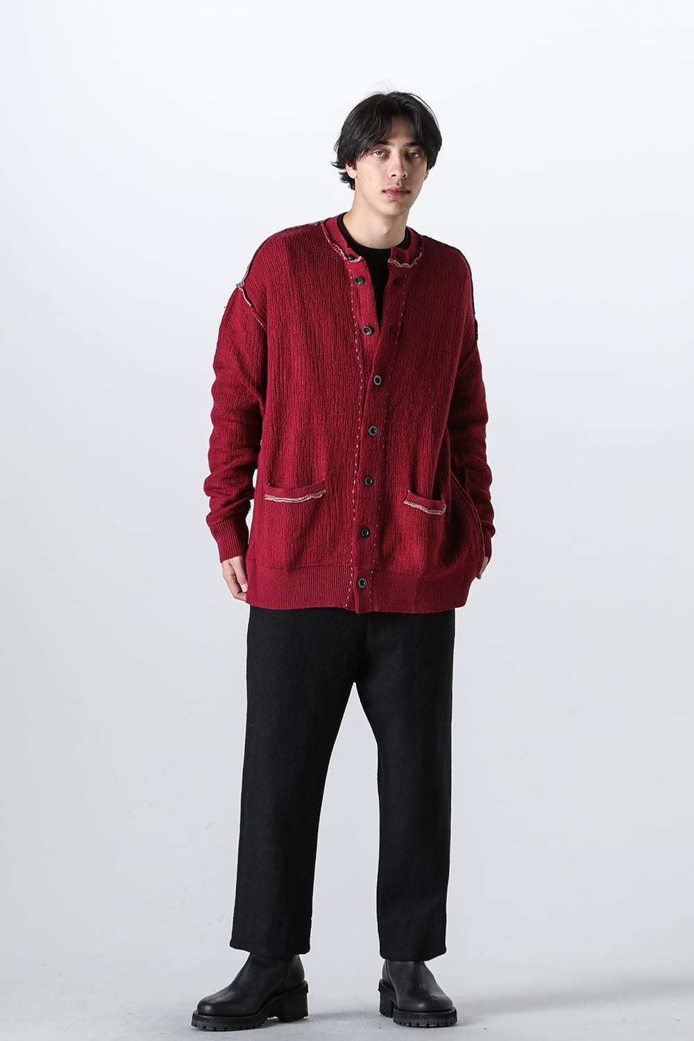 Cotton / Cashmere Cardigan Crimson