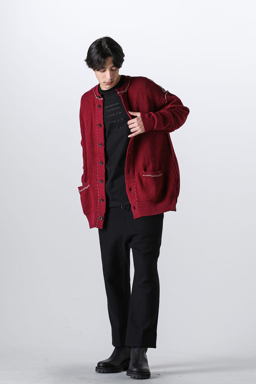 Cotton / Cashmere Cardigan Crimson