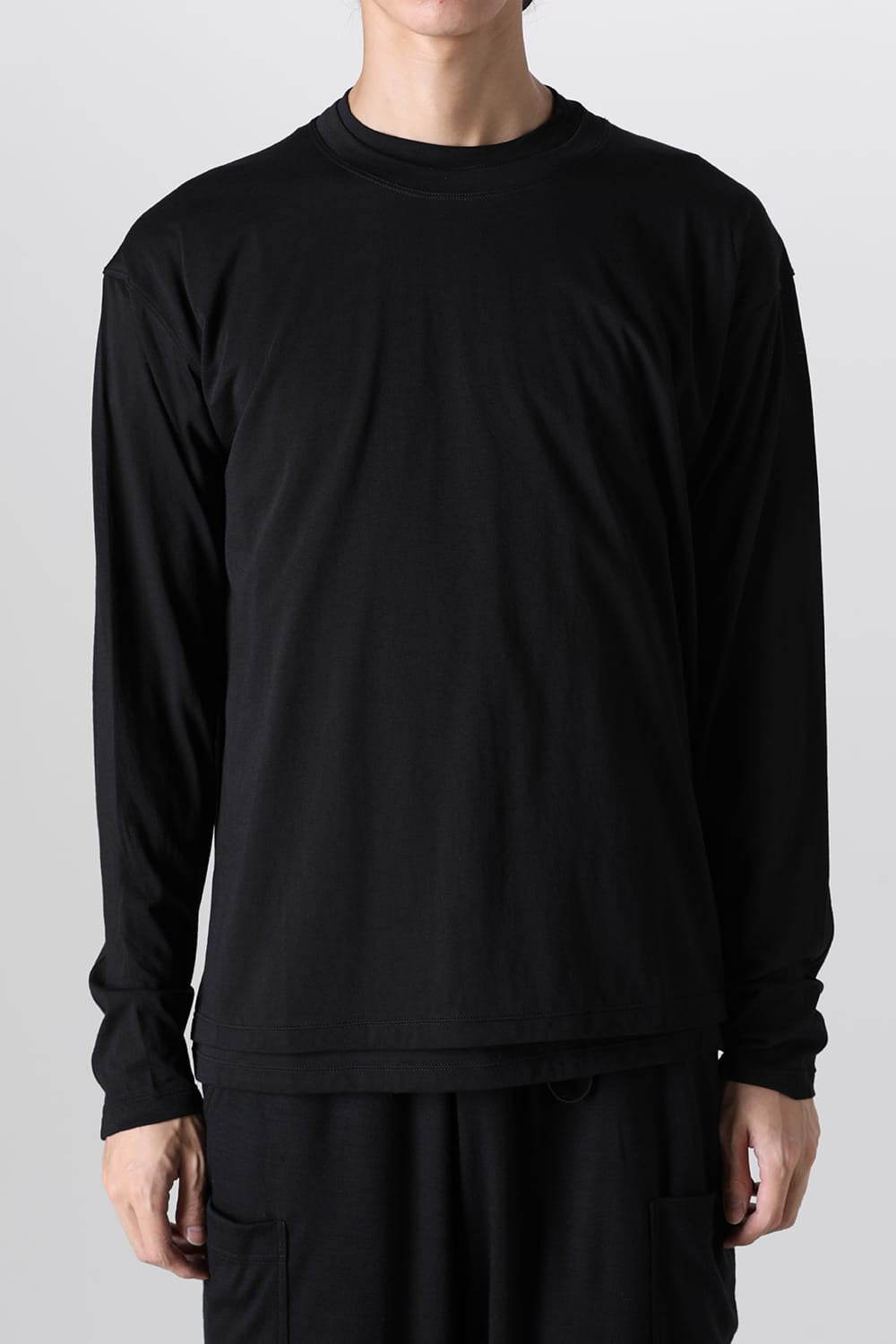 Cotton/Cashmere Long Sleeve T-Shirt Black