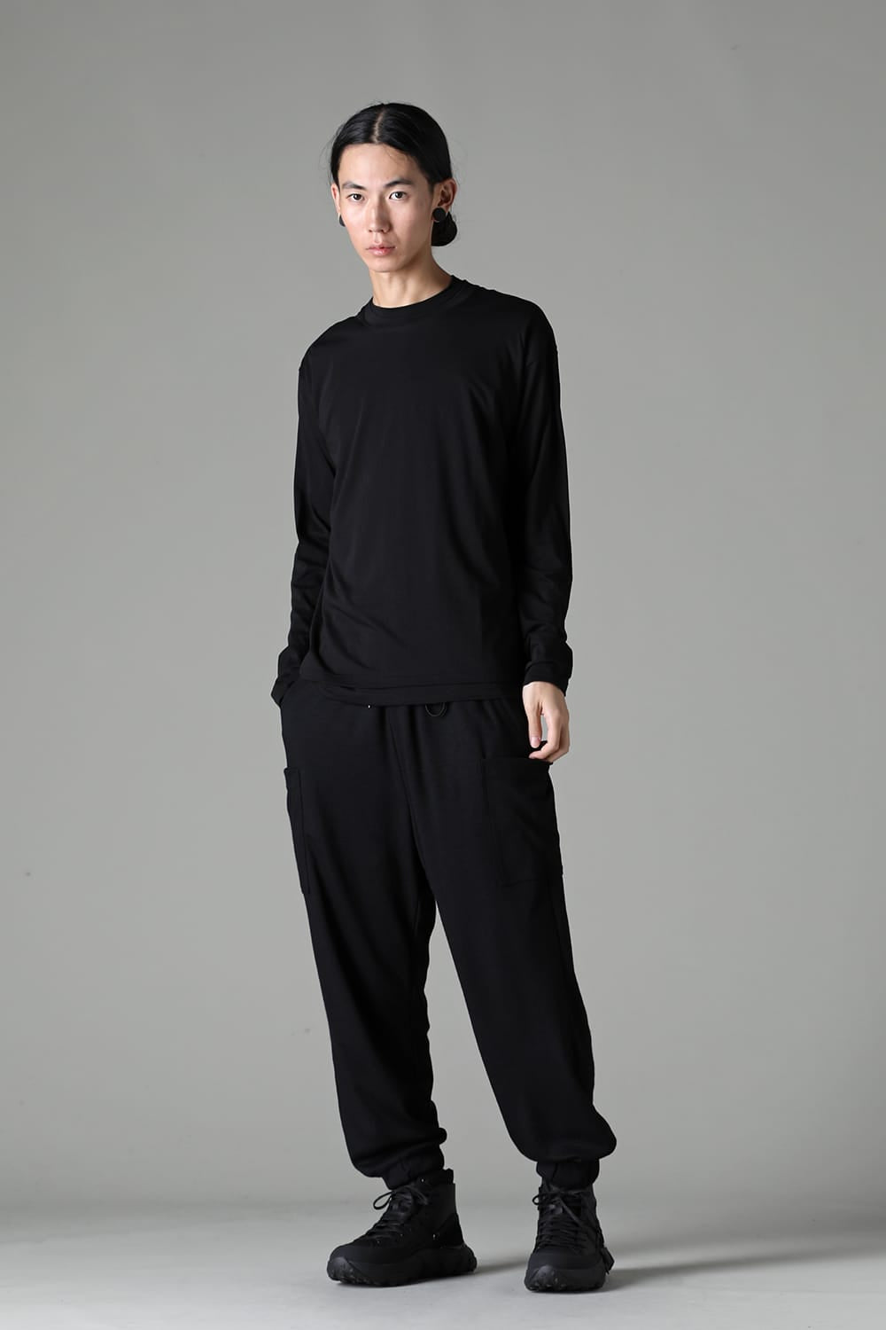 Cotton/Cashmere Long Sleeve T-Shirt Black