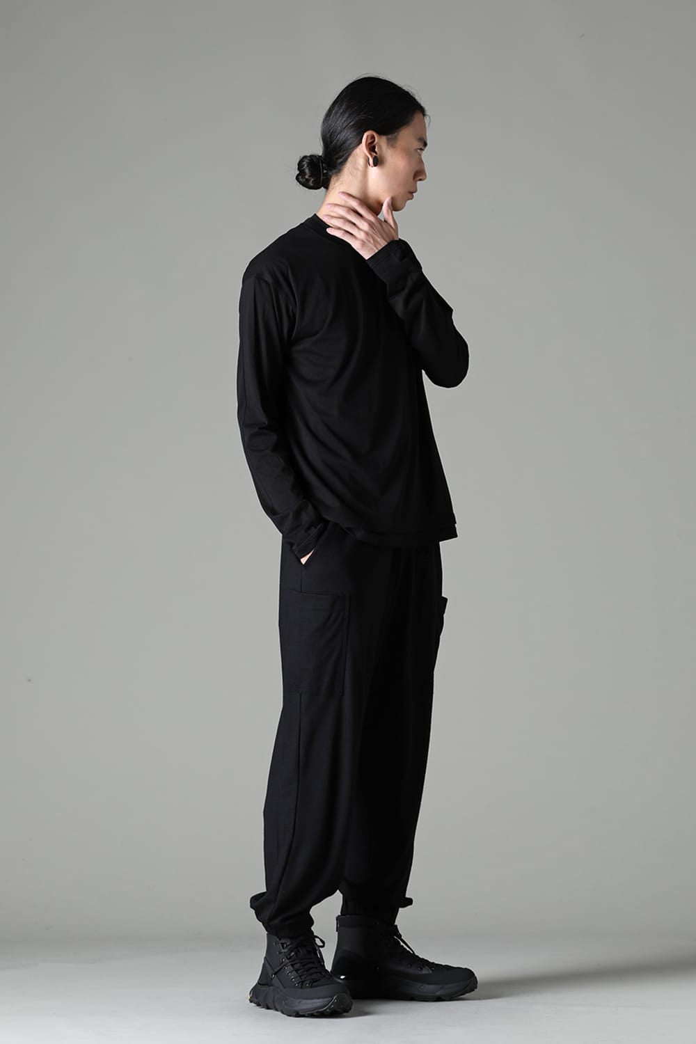 Cotton/Cashmere Long Sleeve T-Shirt Black