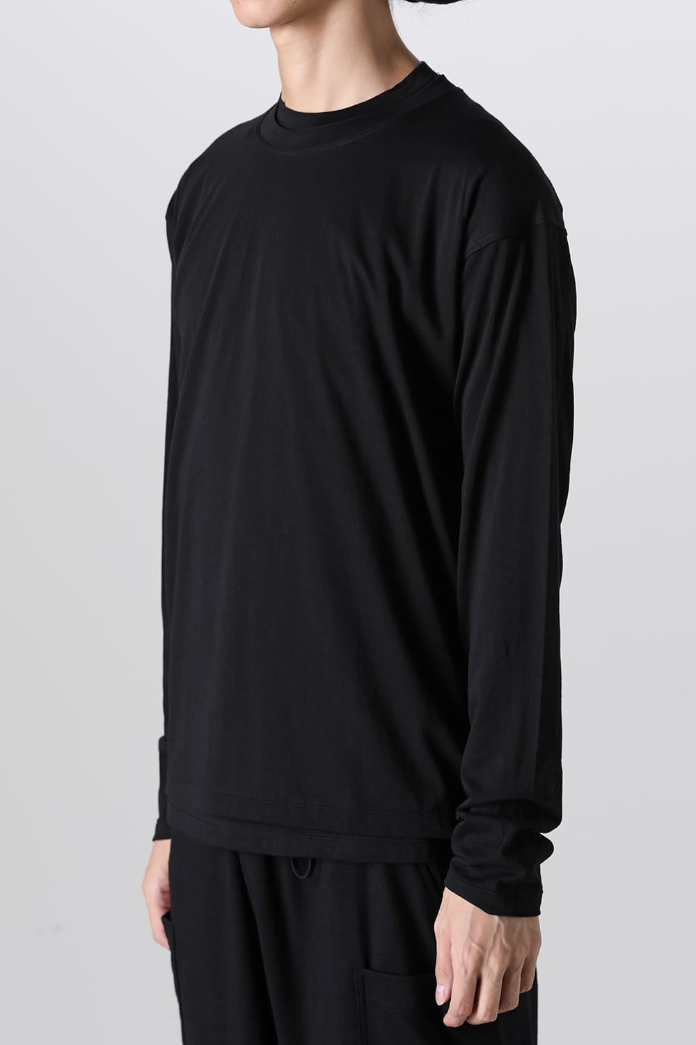 Cotton/Cashmere Long Sleeve T-Shirt Black