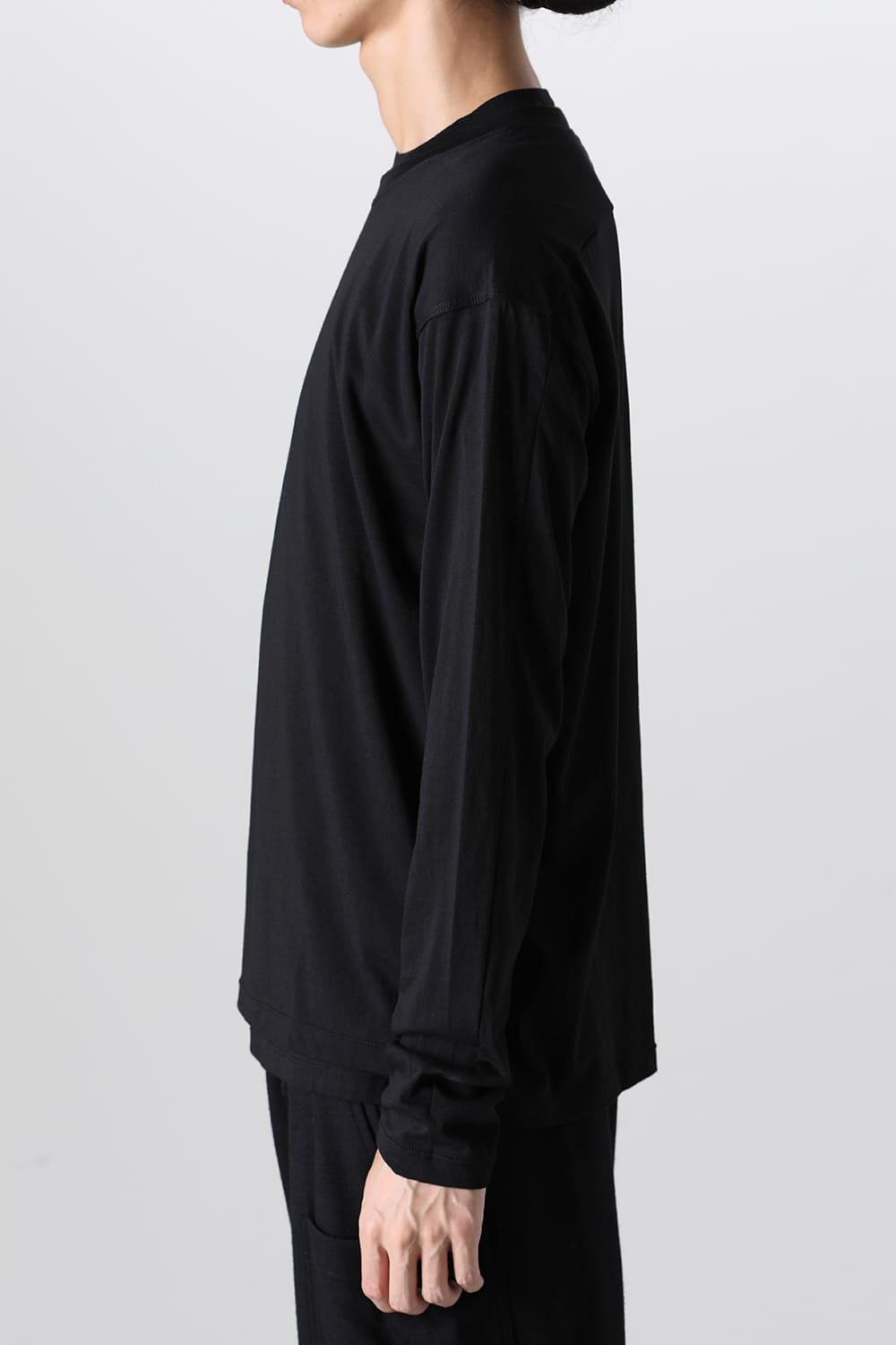 Cotton/Cashmere Long Sleeve T-Shirt Black