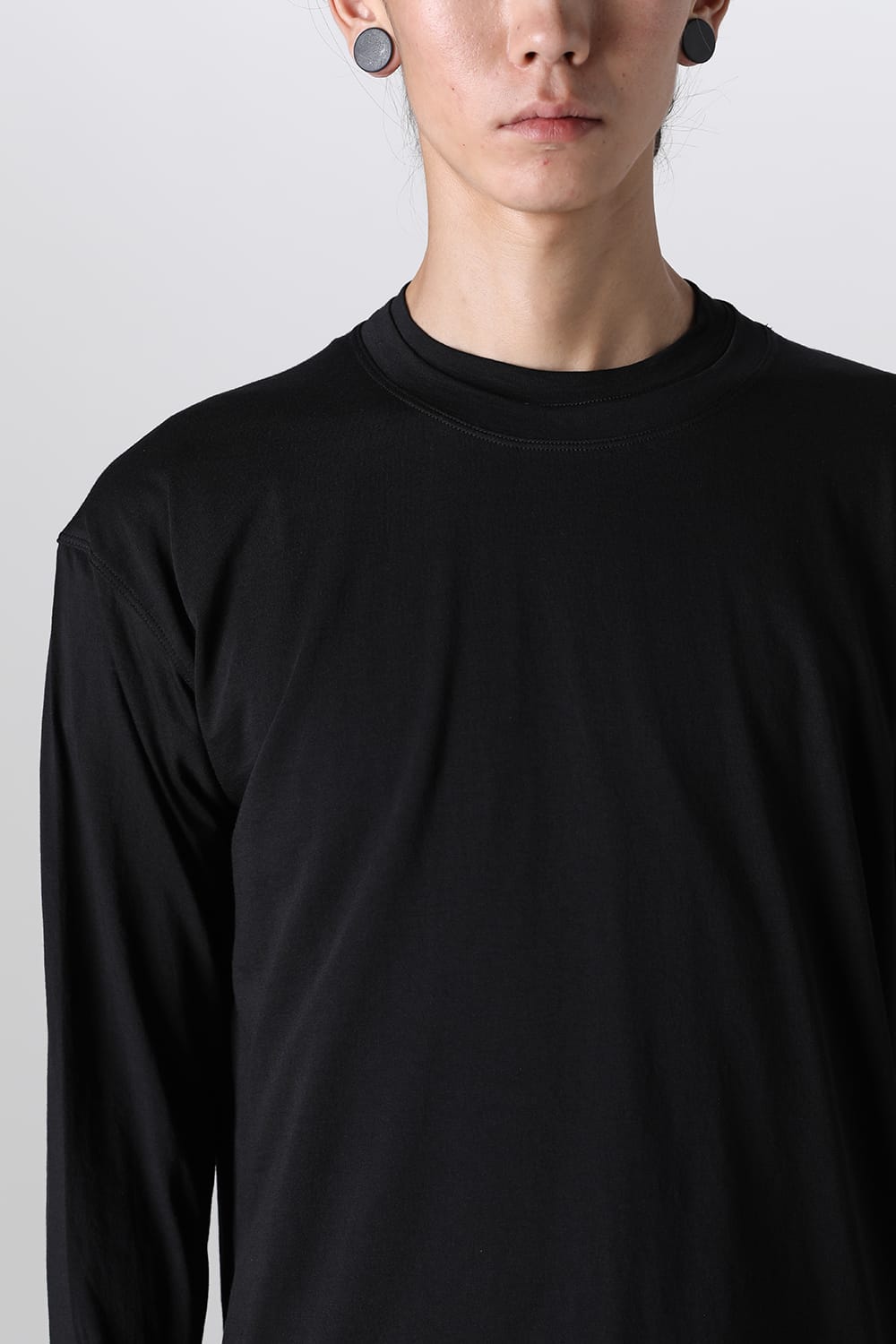 Cotton/Cashmere Long Sleeve T-Shirt Black