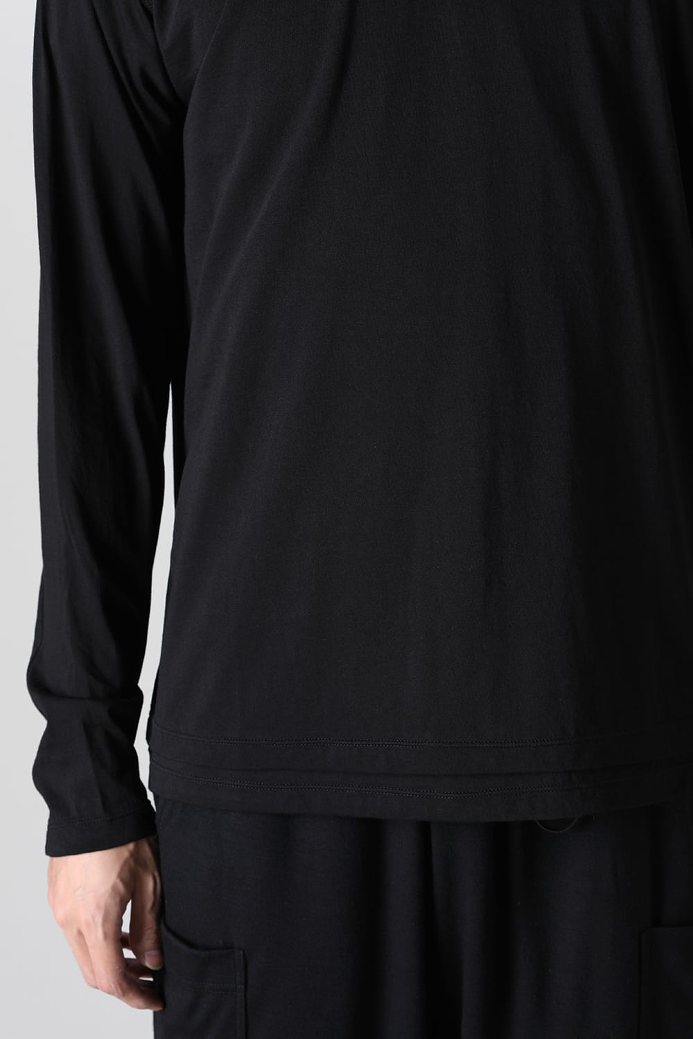 Cotton/Cashmere Long Sleeve T-Shirt Black