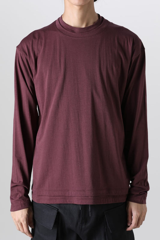 Cotton/Cashmere Long Sleeve T-Shirt Wine