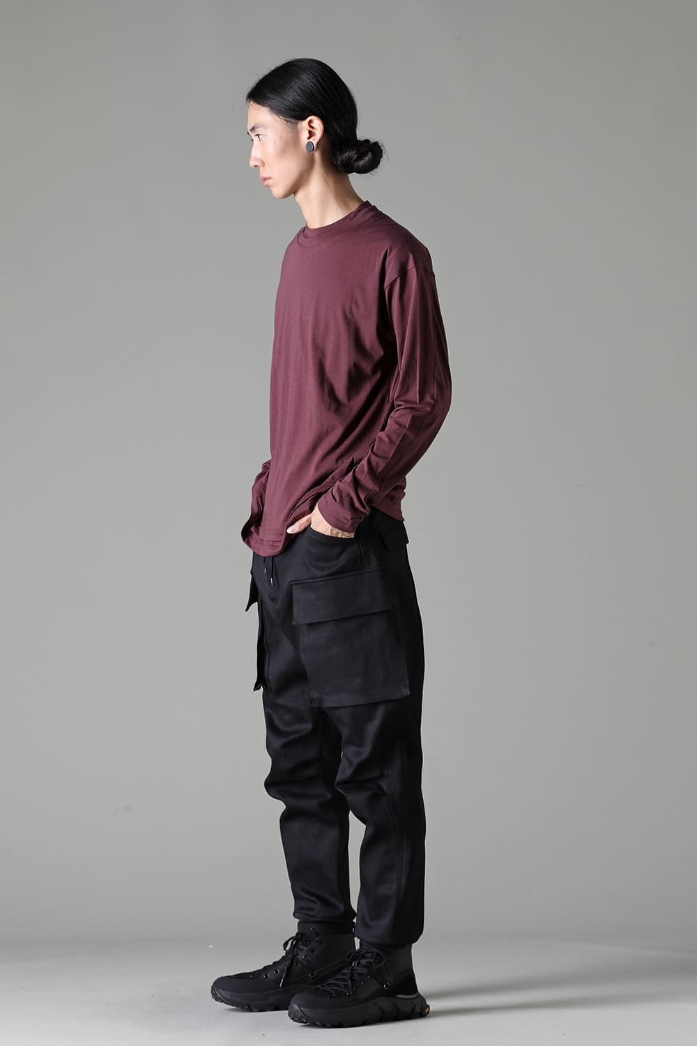 Cotton/Cashmere Long Sleeve T-Shirt Wine