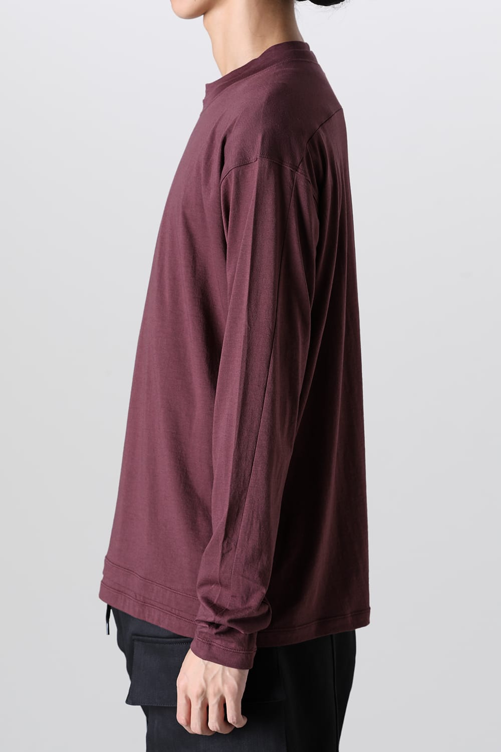 Cotton/Cashmere Long Sleeve T-Shirt Wine