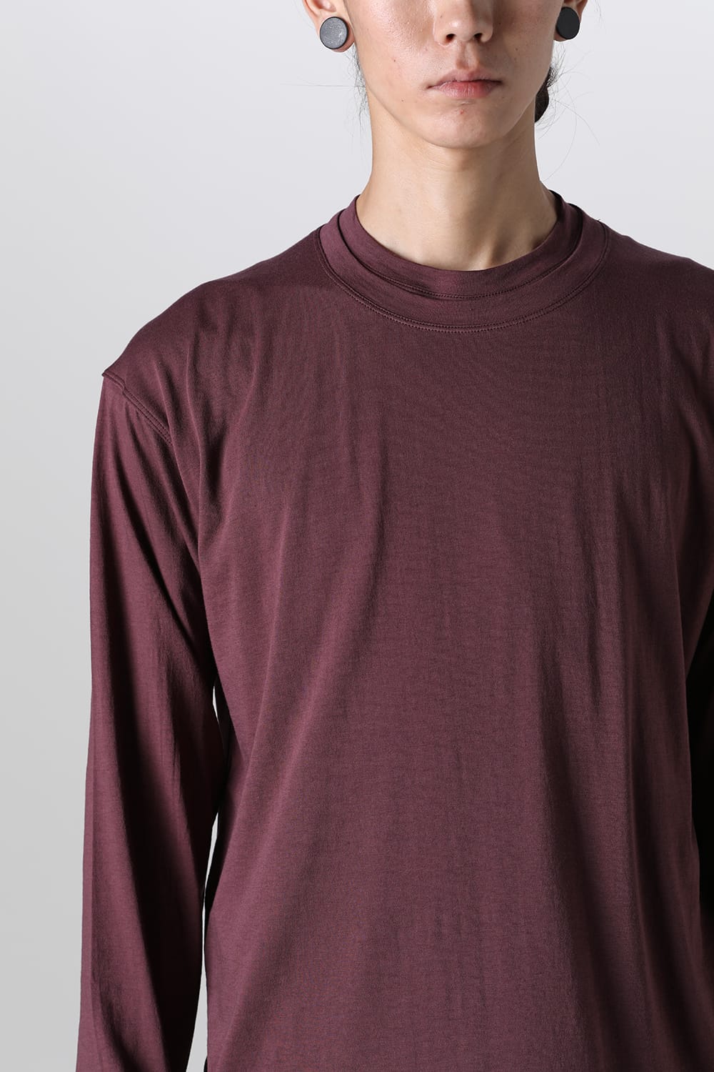 Cotton/Cashmere Long Sleeve T-Shirt Wine