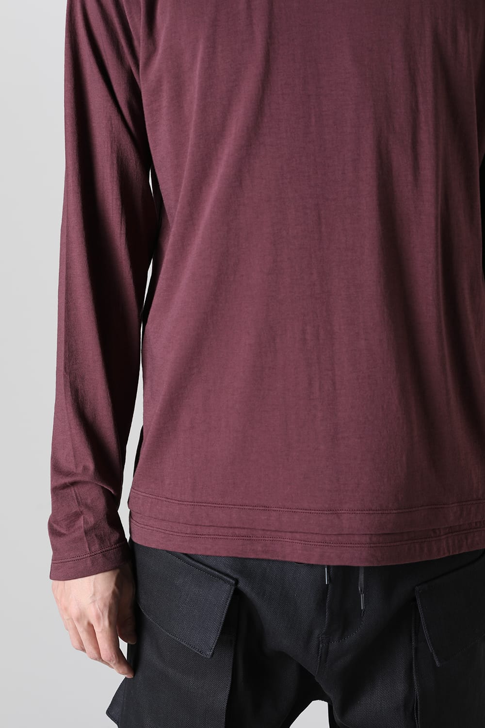 Cotton/Cashmere Long Sleeve T-Shirt Wine