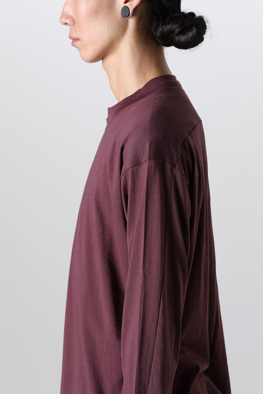 Cotton/Cashmere Long Sleeve T-Shirt Wine