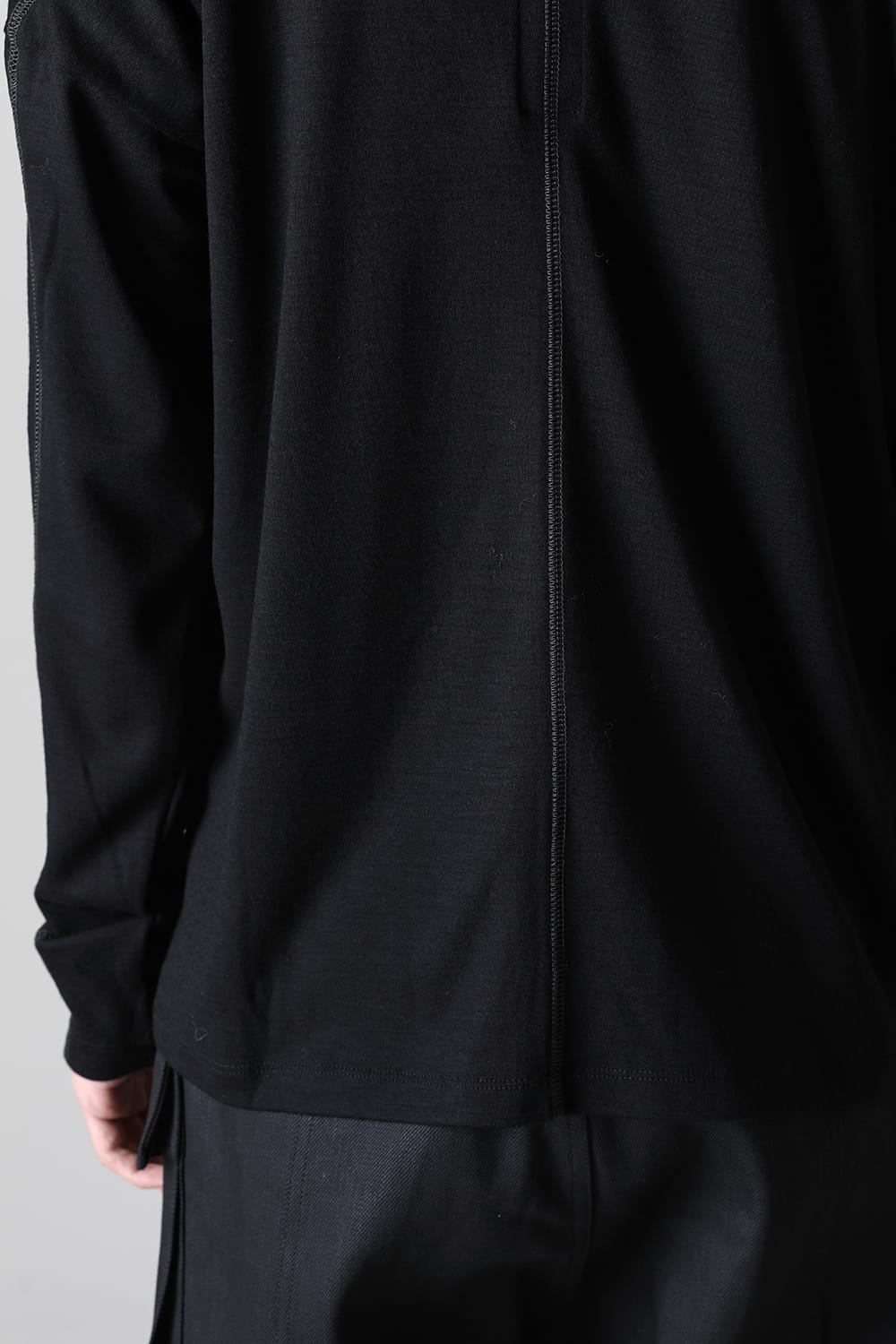 Cotton/Cashmere Turtle-Neck Long Sleeve T Black