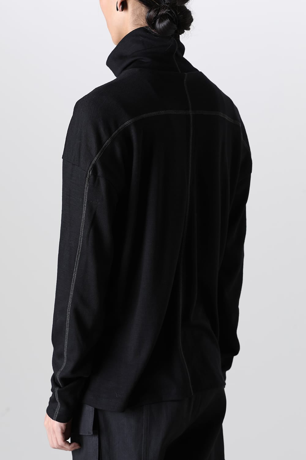 Cotton/Cashmere Turtle-Neck Long Sleeve T Black