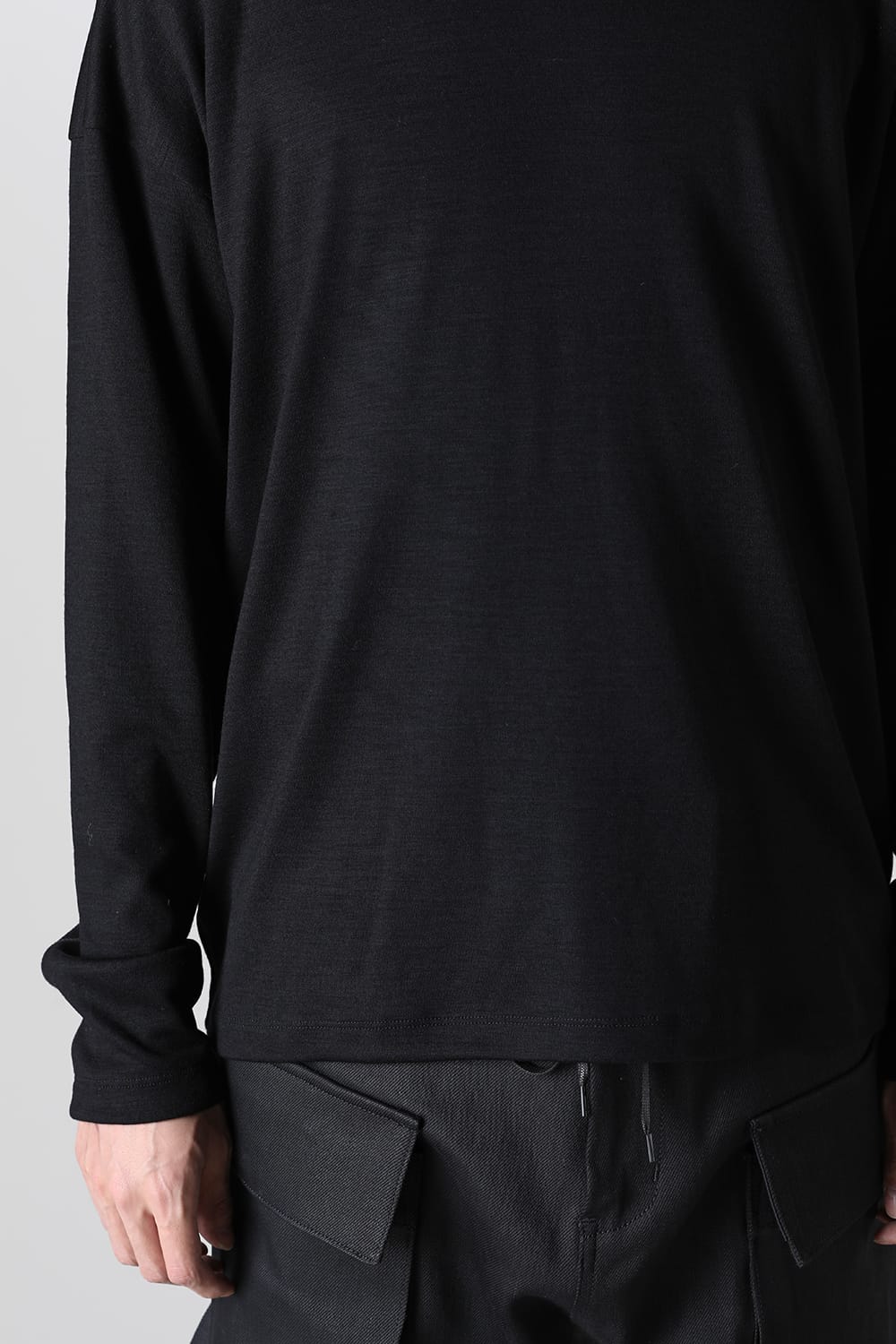 Cotton/Cashmere Turtle-Neck Long Sleeve T Black