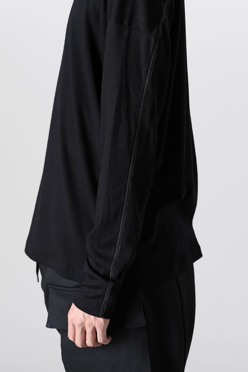 Cotton/Cashmere Turtle-Neck Long Sleeve T Black