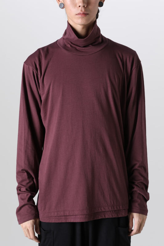 Cotton/Cashmere Turtle-Neck Long Sleeve T Wine