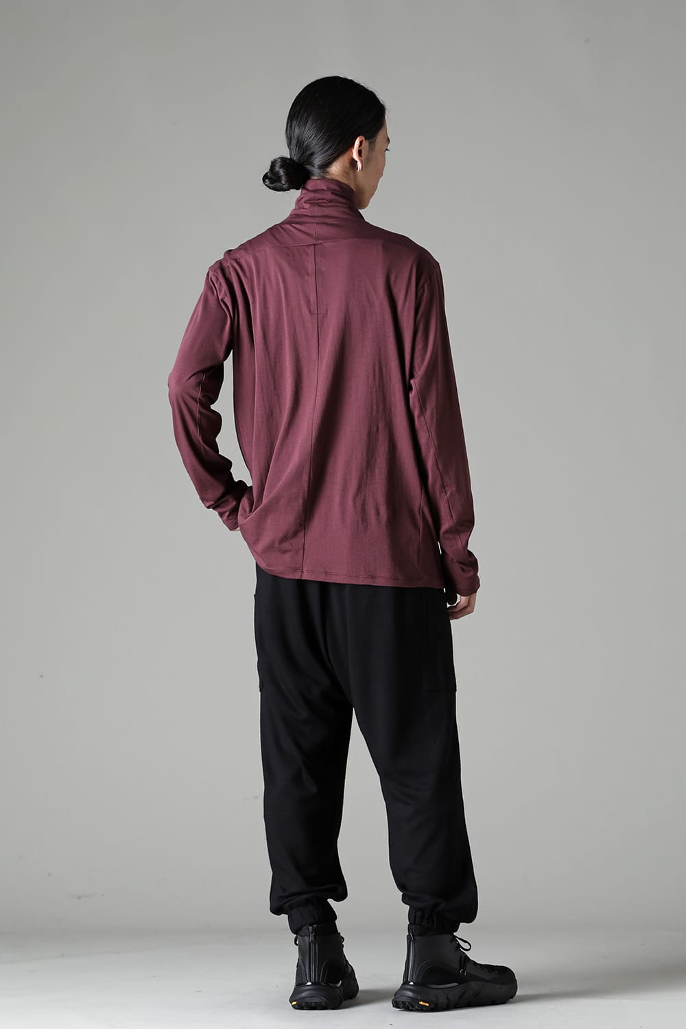 Cotton/Cashmere Turtle-Neck Long Sleeve T Wine