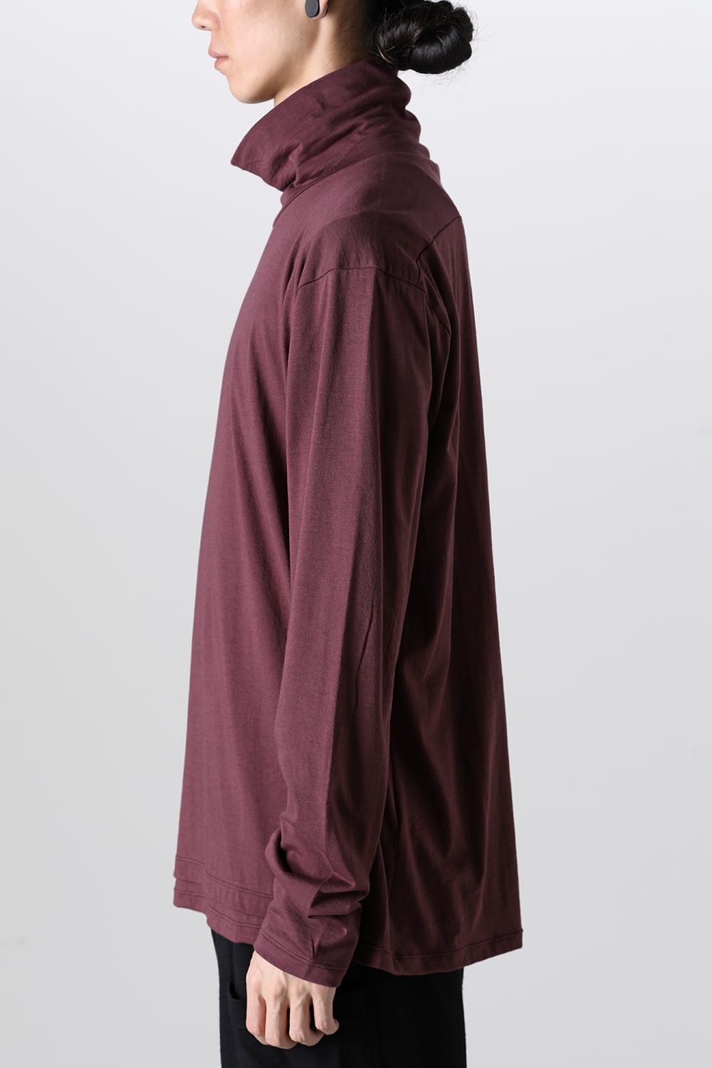 Cotton/Cashmere Turtle-Neck Long Sleeve T Wine