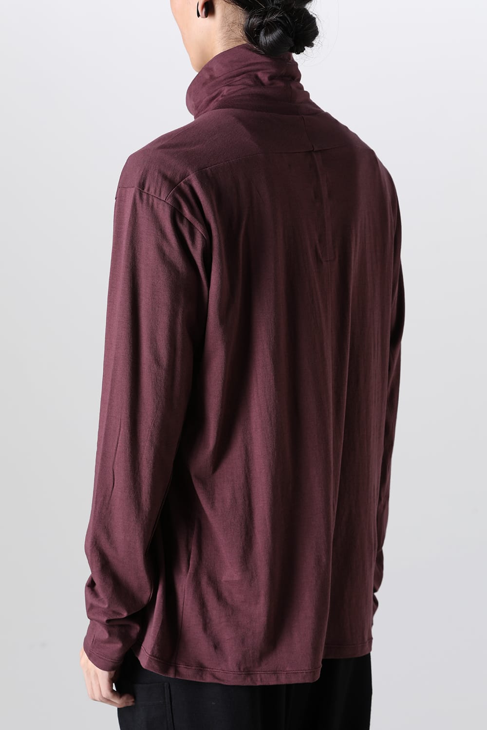 Cotton/Cashmere Turtle-Neck Long Sleeve T Wine