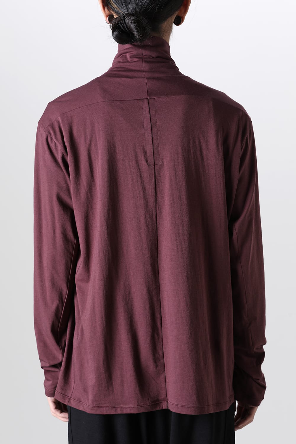 Cotton/Cashmere Turtle-Neck Long Sleeve T Wine