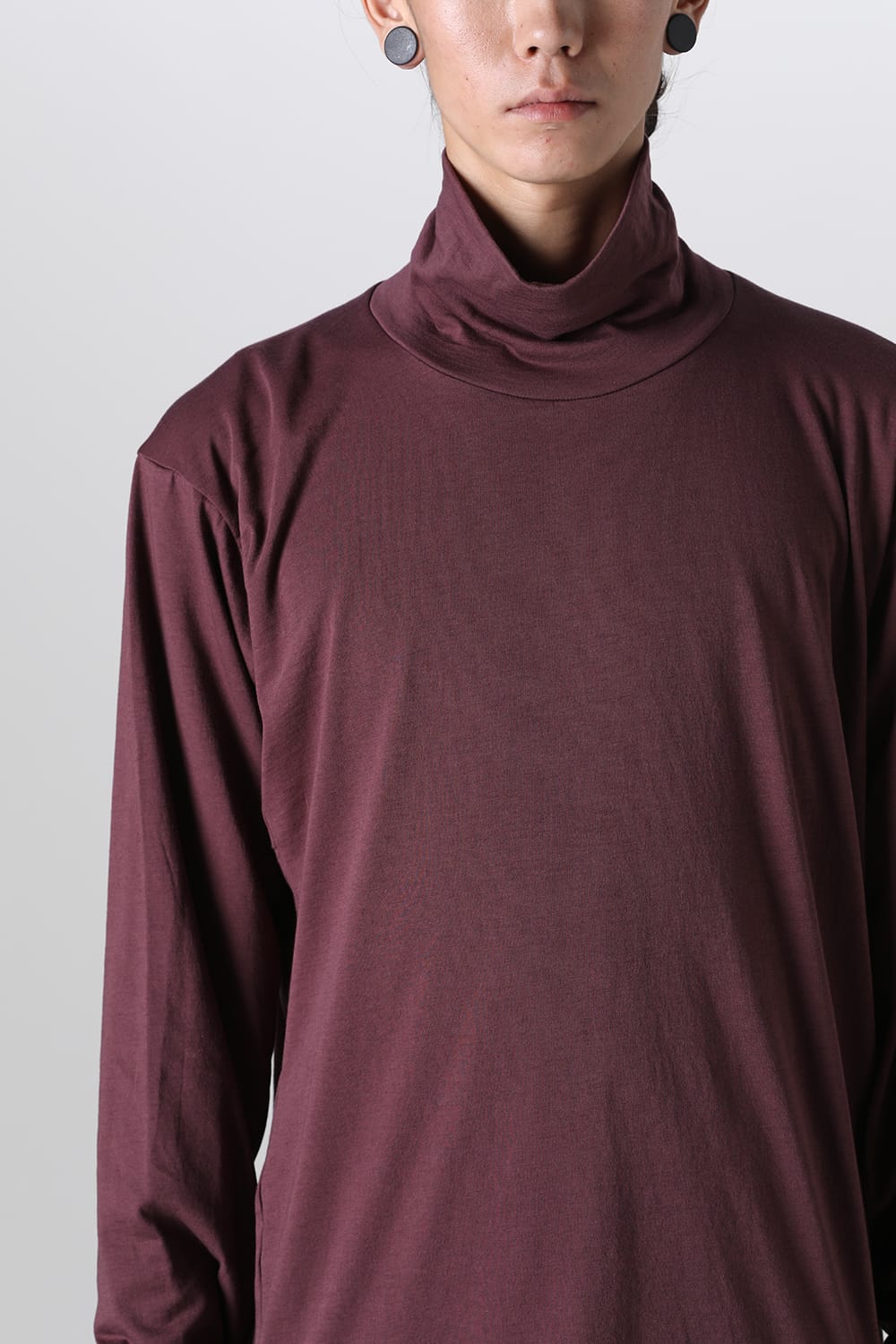 Cotton/Cashmere Turtle-Neck Long Sleeve T Wine