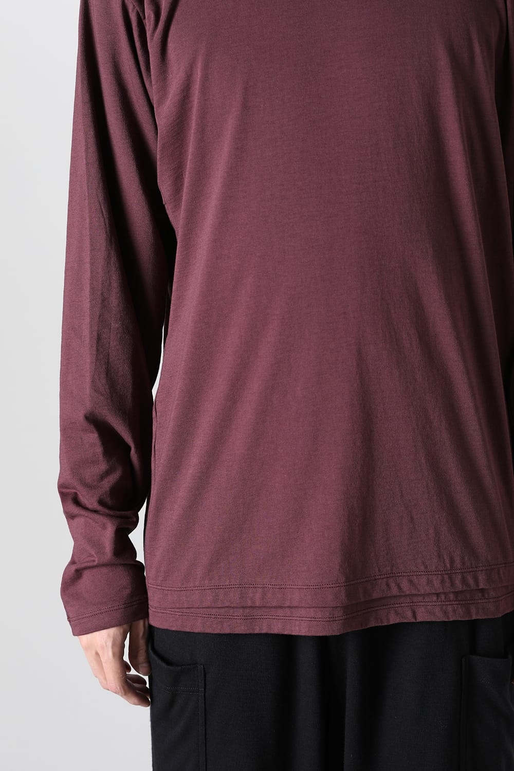 Cotton/Cashmere Turtle-Neck Long Sleeve T Wine