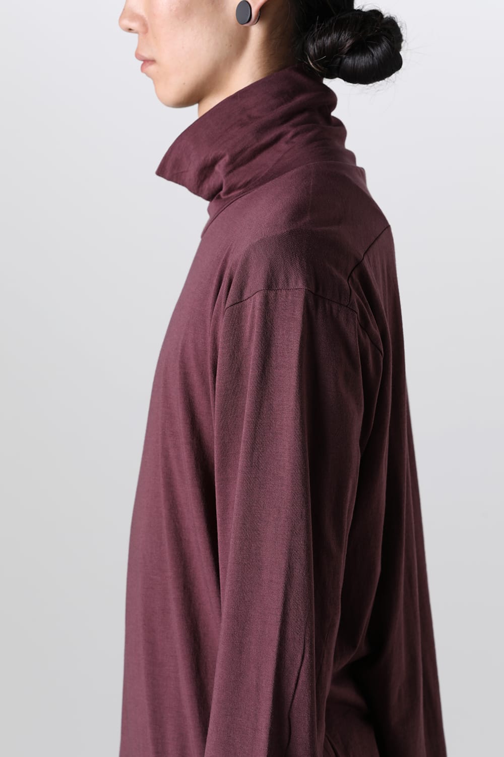 Cotton/Cashmere Turtle-Neck Long Sleeve T Wine