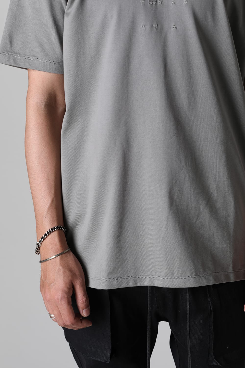 Cotton Jersey Embroidered S/S T-Shirt Gray