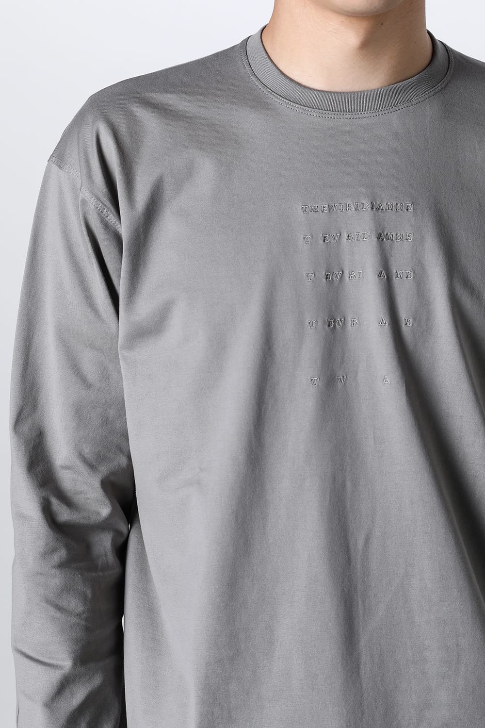 Embroidered L/S T-shirt Gray