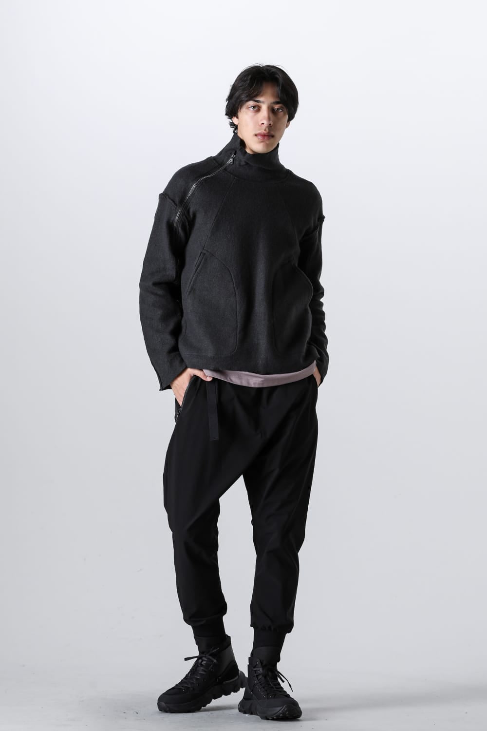 Water-Repellent Ribed Pants  Black