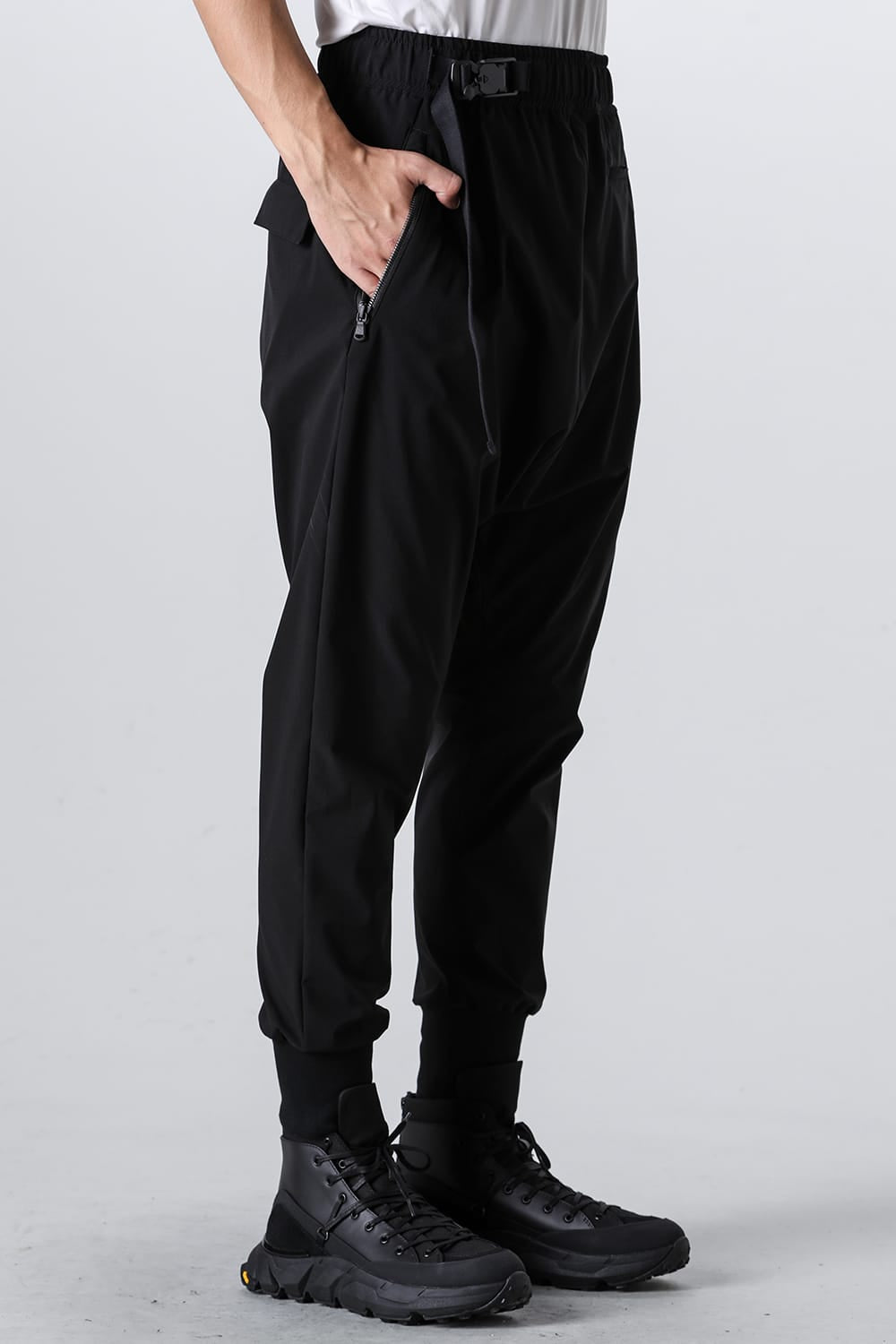 Water-Repellent Ribed Pants  Black