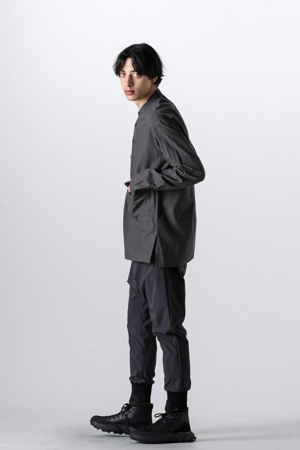 Water-Repellent Ribed Pants  Dark Gray