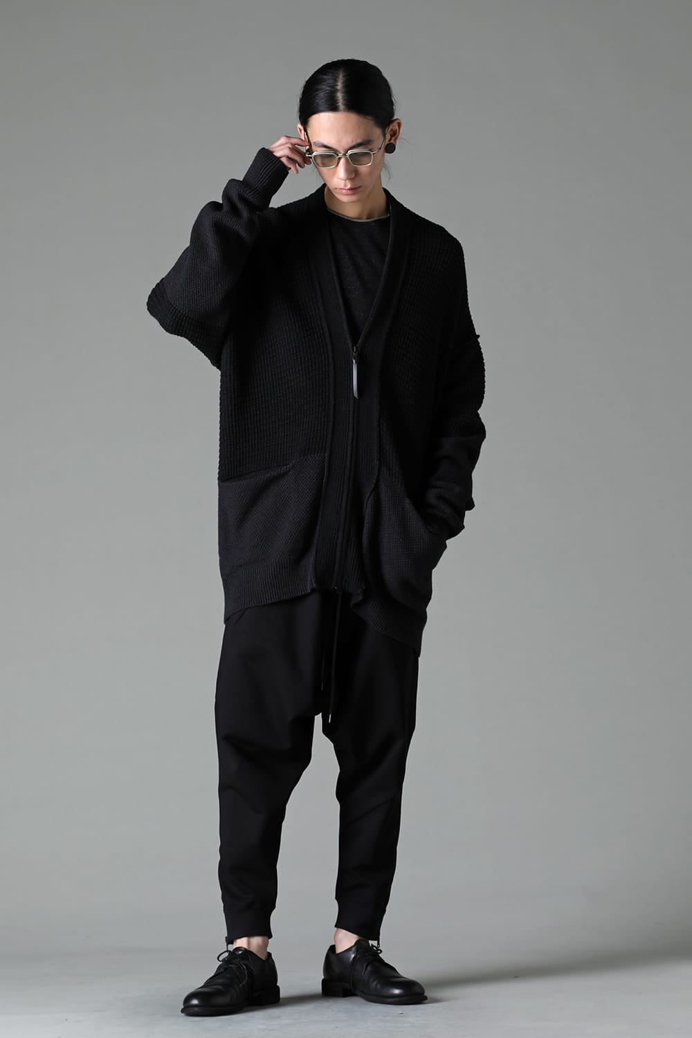 Sweat Drop-Crotch Pants  Black