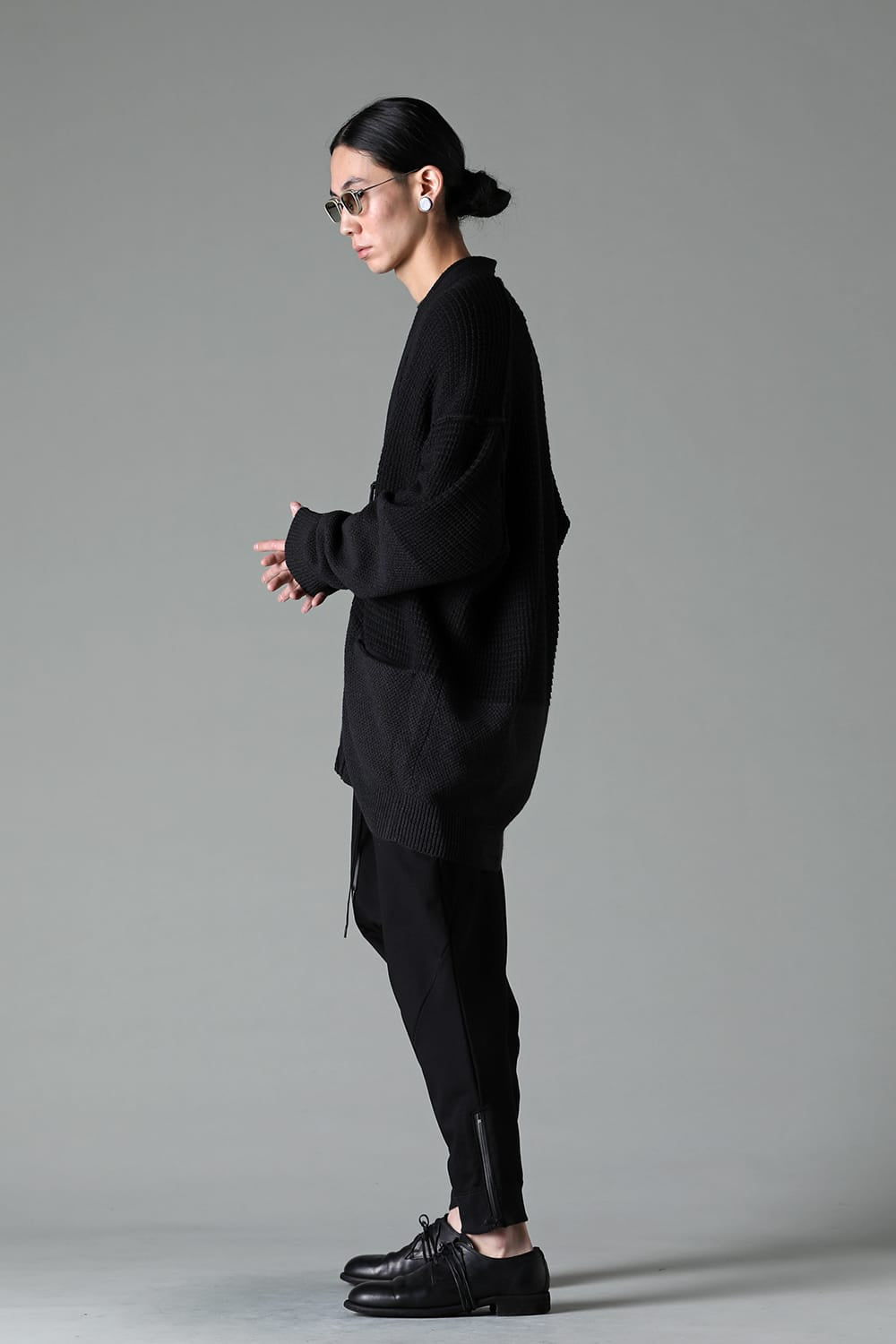 Sweat Drop-Crotch Pants  Black