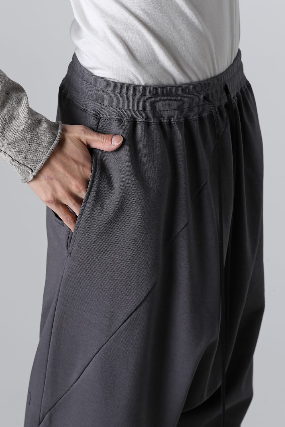 Sweat Drop-Crotch Pants  Gray