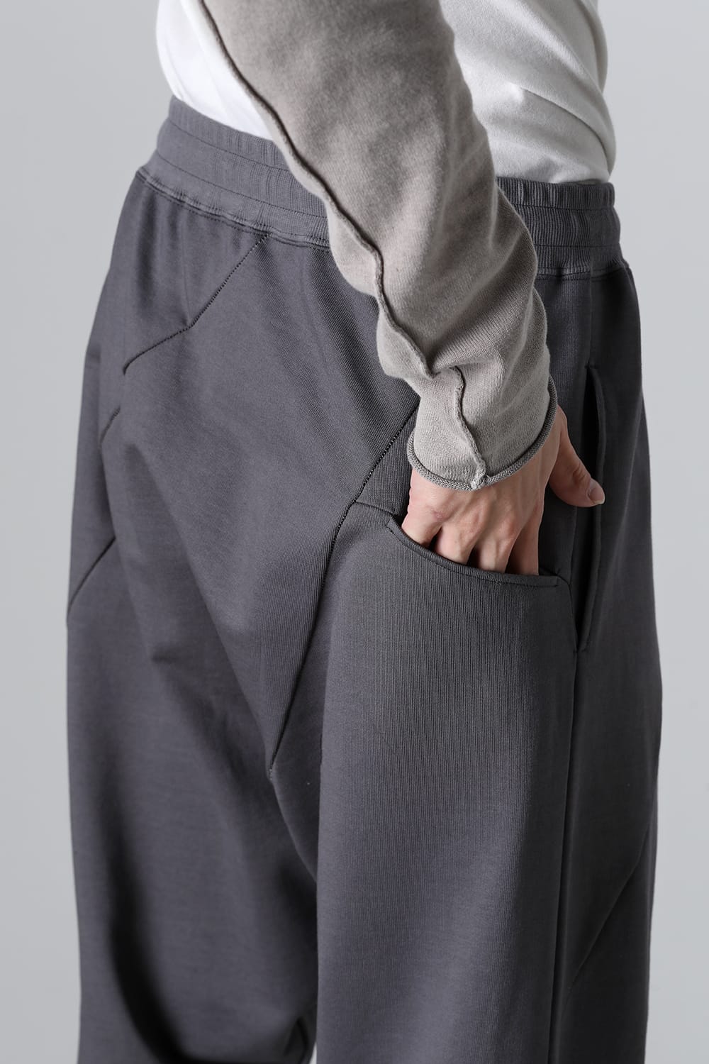 Sweat Drop-Crotch Pants  Gray