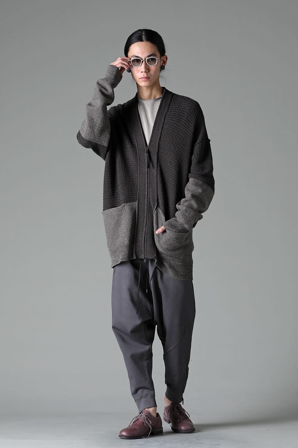 Sweat Drop-Crotch Pants  Gray