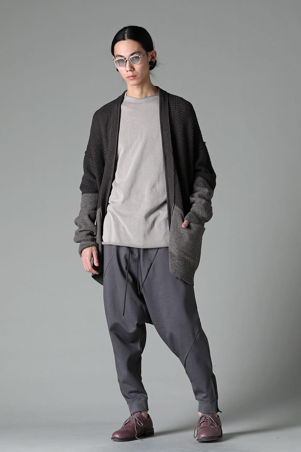 Sweat Drop-Crotch Pants  Gray