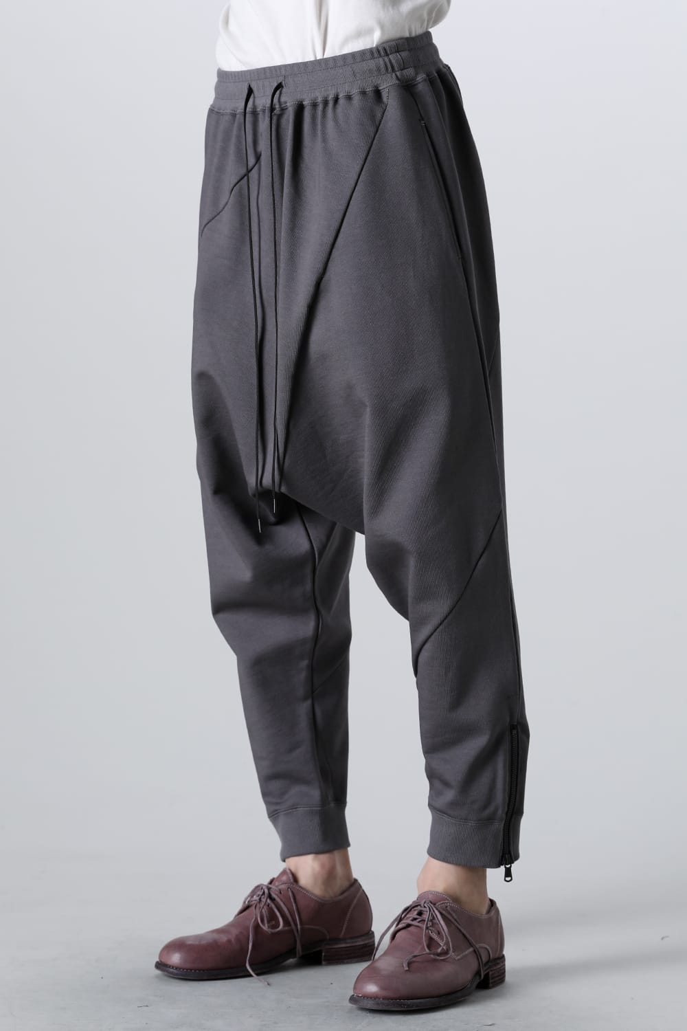 Sweat Drop-Crotch Pants  Gray