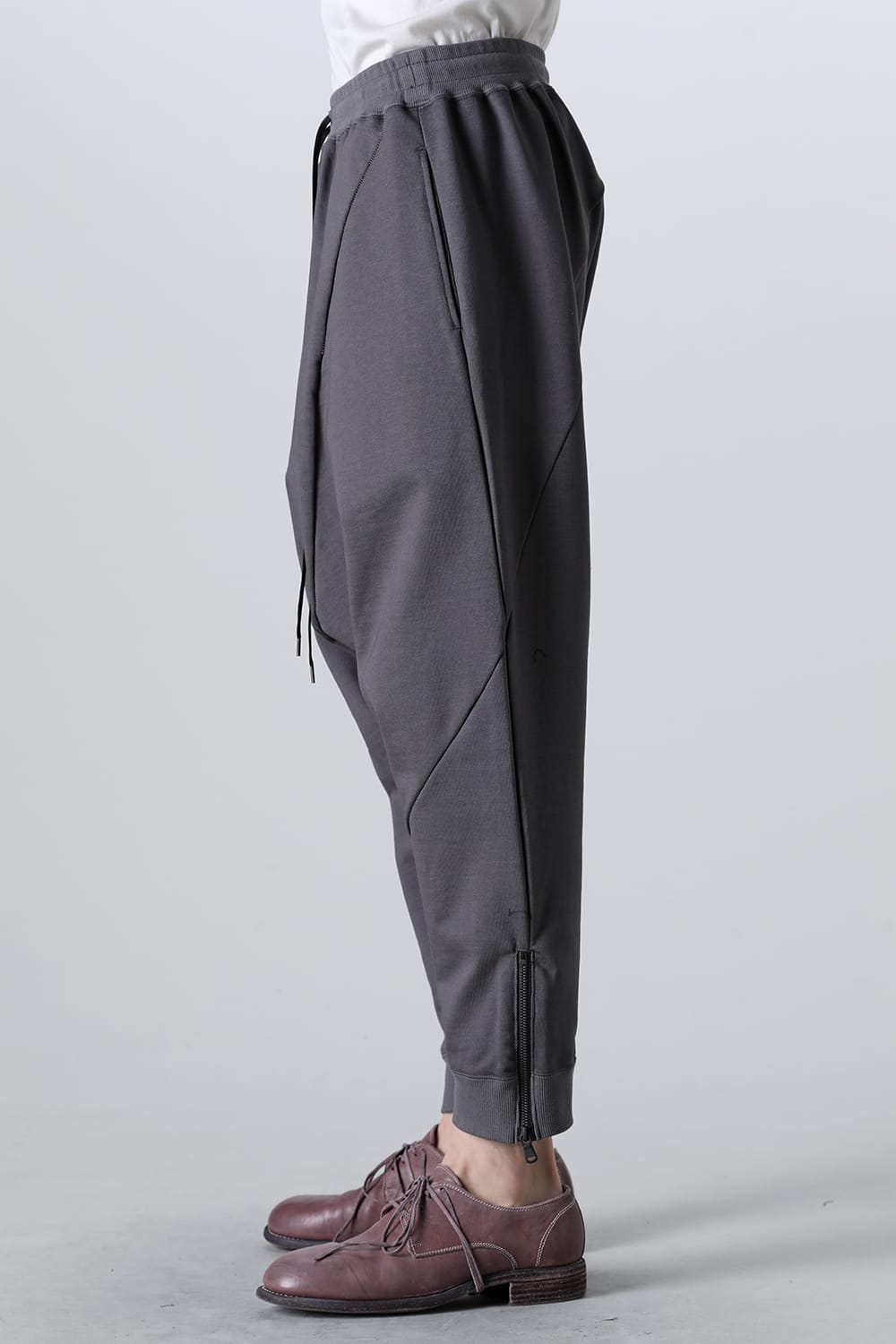 Sweat Drop-Crotch Pants  Gray