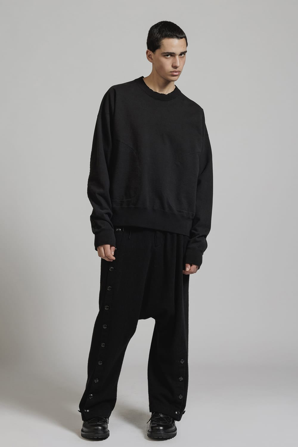 Wool Fulling Product Dyed Drop Crotch Pants