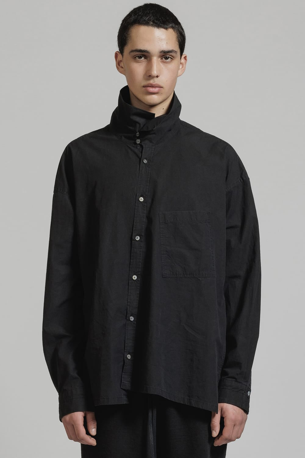 Diagonal Open High Neck Shirt